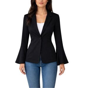 Potter's Pot Black Single-Button Blazer with Flared Sleeves